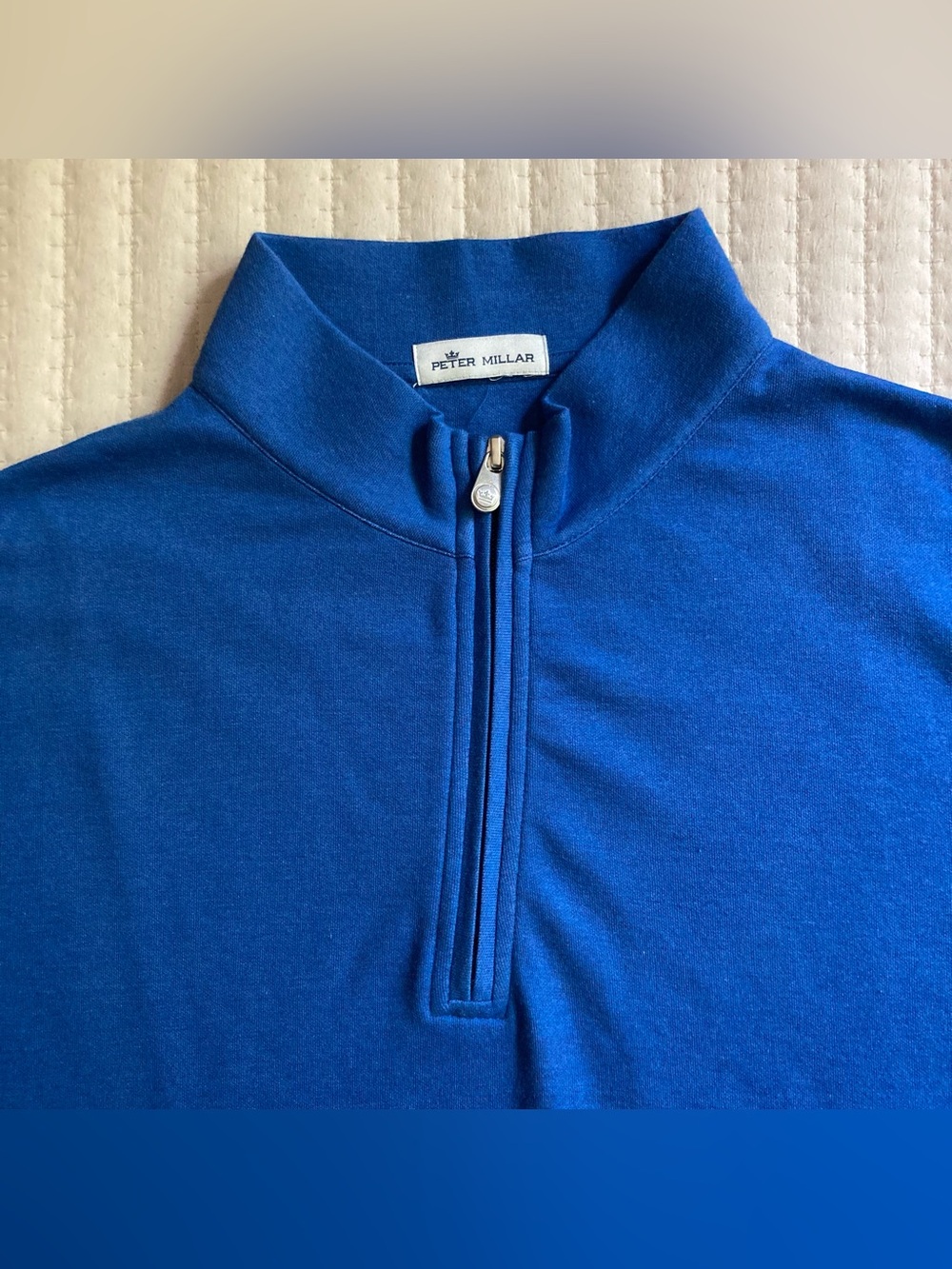 Peter Millar Crown Comfort Interlock 1/4 Zip Men’s Large Blue Golf MF20K40